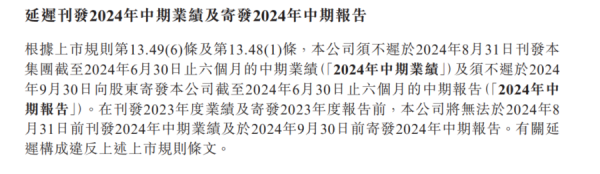 股票证券交易 碧桂园：延迟刊发2024年中期业绩及寄发2024年中期报告